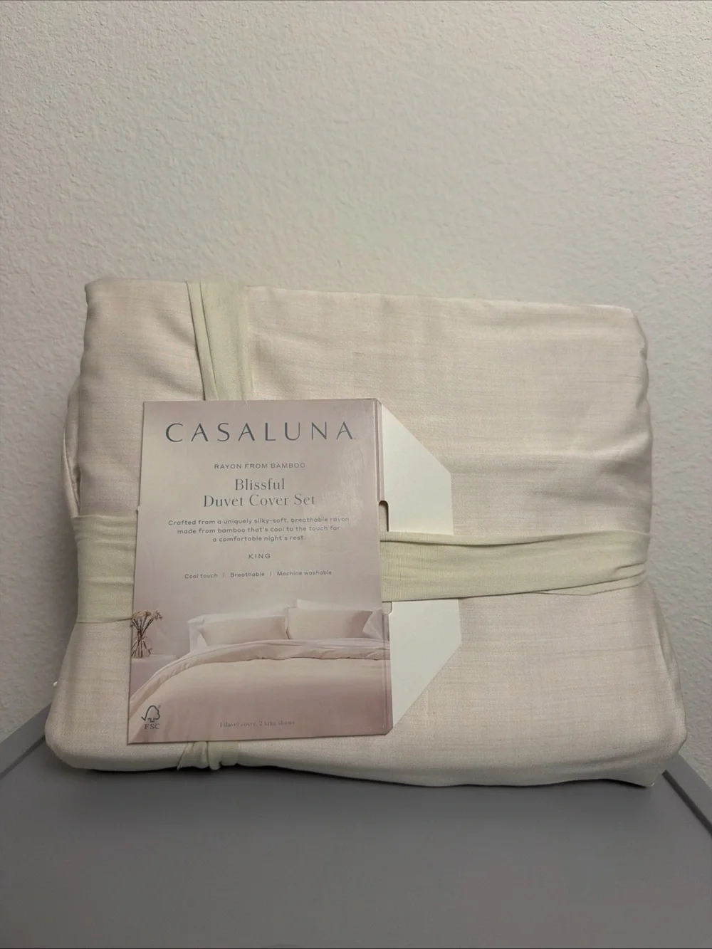 casaluna rayon from bamboo blissful duvet cover set NATURAL COLOR king NEW